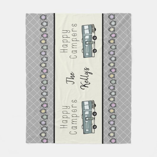 Happy Campers Personalisiert RV Fleecedecke (Vorderseite)