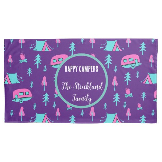 Happy Campers Personalisiert RV und Camping Kissenbezug (Vorderseite)