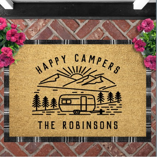 Happy Campers Personalized Custom Family Name Fußmatte