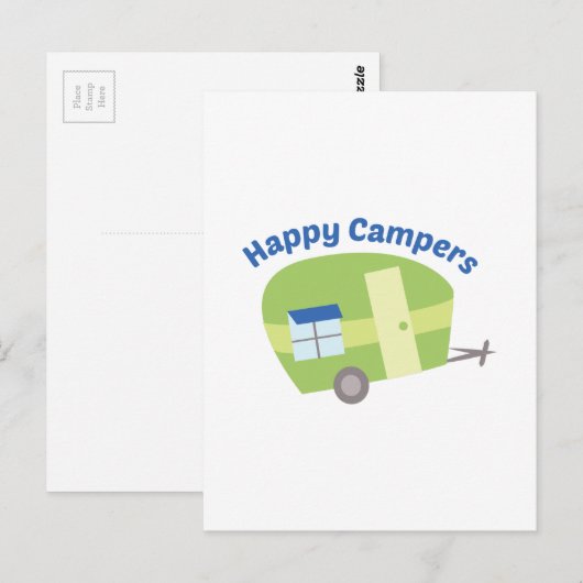 Happy Campers Postkarte (Vorne/Hinten)