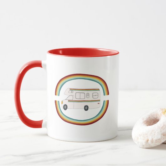 Happy Campers Rainbow RVing Camper Motorhome Tasse (Mit Donut)