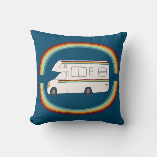 Happy Campers Rainbows Whimsical Motorhome RVing Kissen (Vorderseite)