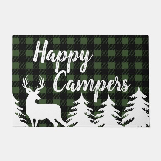 Happy Campers Rustic Buffalo Karo Kariert & Deer Fußmatte (Vorderseite)