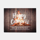 Happy Campers Rustic Camping Bonfire Familienname Fußmatte (Vorderseite)