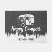 Happy Campers Rustic Chalkboard Familienname Fußmatte (Vorderseite)