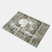 Happy Campers Rustic Wood Family Name Fußmatte (Schrägansicht)