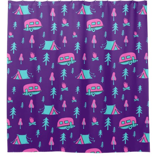 Happy Campers RV und Camping Duschvorhang (Vorderseite)