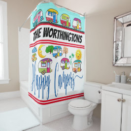 HAPPY CAMPERS SHOWER CURTAIN DUSCHVORHANG