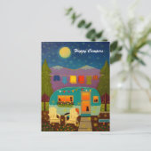 Happy Campers Trailer Hintergrund Postkarte (Stehend Vorderseite)