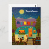 Happy Campers Trailer Hintergrund Postkarte (Vorne/Hinten)