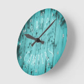 Happy Campers Türkise Wood Retirement RV Camping Runde Wanduhr (Winkel)