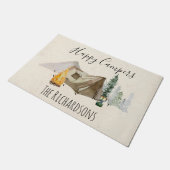 Happy Campers Wasserfarbe personalize Camp Zent Fußmatte (Schrägansicht)