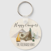 Happy Campers Wasserfarbe personalize Camp Zent Schlüsselanhänger (Vorderseite)