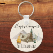 Happy Campers Wasserfarbe personalize Camp Zent Schlüsselanhänger (Vorderseite)