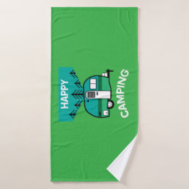 Happy Campers | Wohnwagen | Camper Throw Pillow Mu Badehandtuch