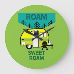 Happy Campers Wohnwagen Camper Throw Pillow Mu Große Wanduhr