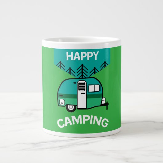Happy Campers | Wohnwagen | Camper Throw Pillow Mu Jumbo-Tasse (Vorderseite)