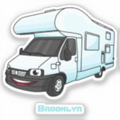 Happy campervan Cartoon Illustration Aufkleber (Vorderseite)