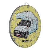 Happy campervan Cartoon Illustration Dartscheibe (Vorderseite Links)