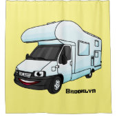 Happy campervan Cartoon Illustration Duschvorhang (Vorderseite)