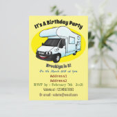 Happy campervan Cartoon Illustration Einladung (Stehend Vorderseite)