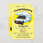 Happy campervan Cartoon Illustration Einladung (Vorne/Hinten)