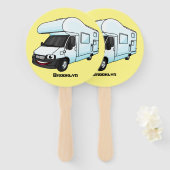 Happy campervan Cartoon Illustration Fächer (Vorne und Hinten)