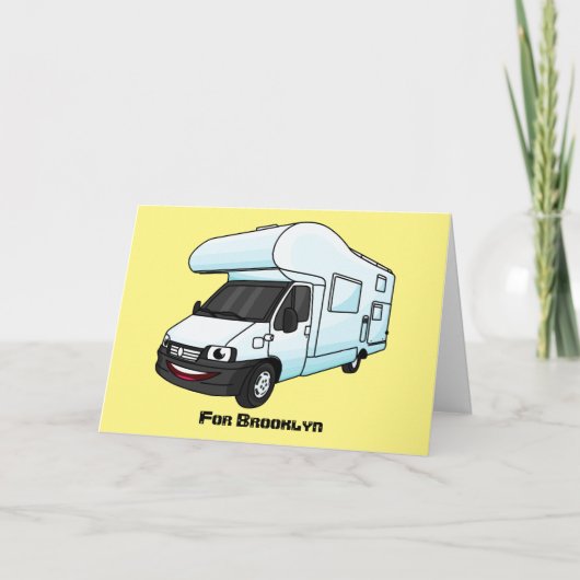 Happy campervan Cartoon Illustration Feiertagskarte (Vorderseite)