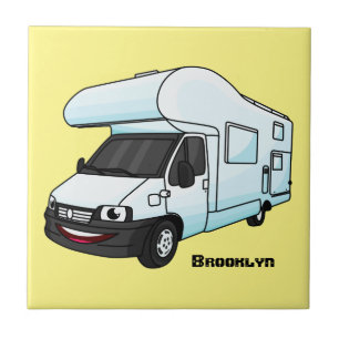 Happy campervan Cartoon Illustration Fliese