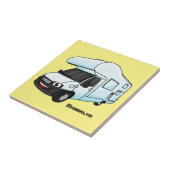 Happy campervan Cartoon Illustration Fliese (Seite)