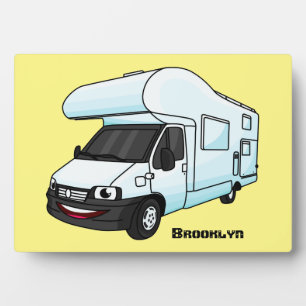 Happy campervan Cartoon Illustration Fotoplatte