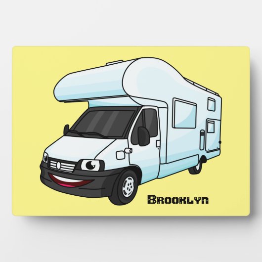 Happy campervan Cartoon Illustration Fotoplatte (Vorderseite)