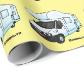 Happy campervan Cartoon Illustration Geschenkpapier (Rolleneckpunkt)