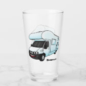 Happy campervan Cartoon Illustration Glas (Rückseite)