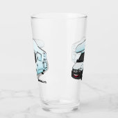 Happy campervan Cartoon Illustration Glas (Links)