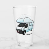 Happy campervan Cartoon Illustration Glas (Vorderseite)