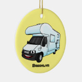Happy campervan Cartoon Illustration Keramik Ornament (Rechts)