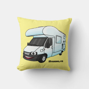 Happy campervan Cartoon Illustration Kissen