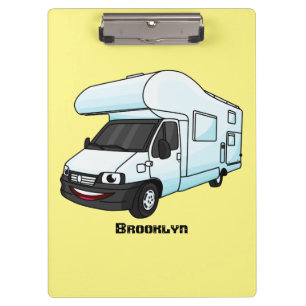 Happy campervan Cartoon Illustration Klemmbrett