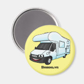 Happy campervan Cartoon Illustration Magnet (Vorderseite/Rückseite)