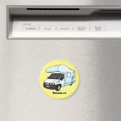 Happy campervan Cartoon Illustration Magnet (In Situ (Geschirrspüler))