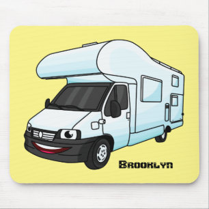 Happy campervan Cartoon Illustration Mousepad