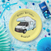 Happy campervan Cartoon Illustration Pappteller (Party)