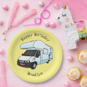 Happy campervan Cartoon Illustration Pappteller (Party)