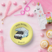 Happy campervan Cartoon Illustration Pappteller (Party)