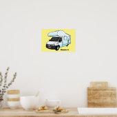 Happy campervan Cartoon Illustration Poster (Küche)