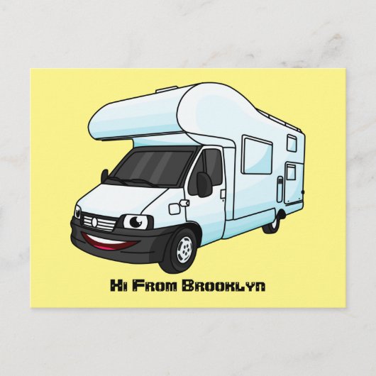 Happy campervan Cartoon Illustration Postkarte (Vorderseite)