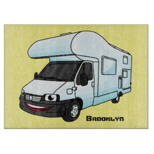 Happy campervan Cartoon Illustration Schneidebrett