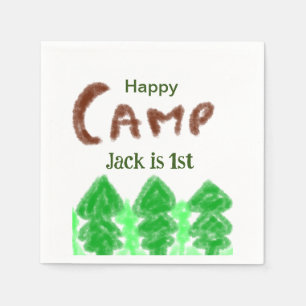 Happy Camping Camper ein Geburtstag Kinder Bäume H Serviette