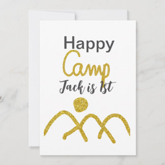 Happy Camping Camper eines Geburtstags Kinder gold Einladung